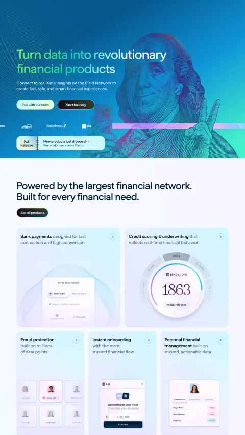 Plaid homepage